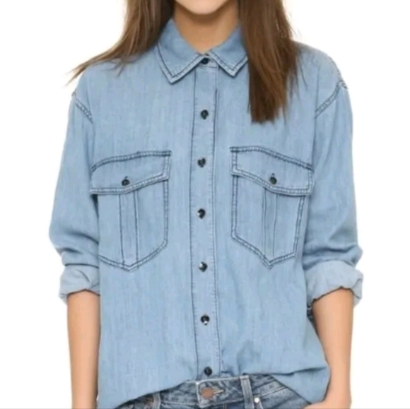 Free People Tops - Free People Blue Xo Denim Button Down - Chambray XS Women's Top Shirt blouse